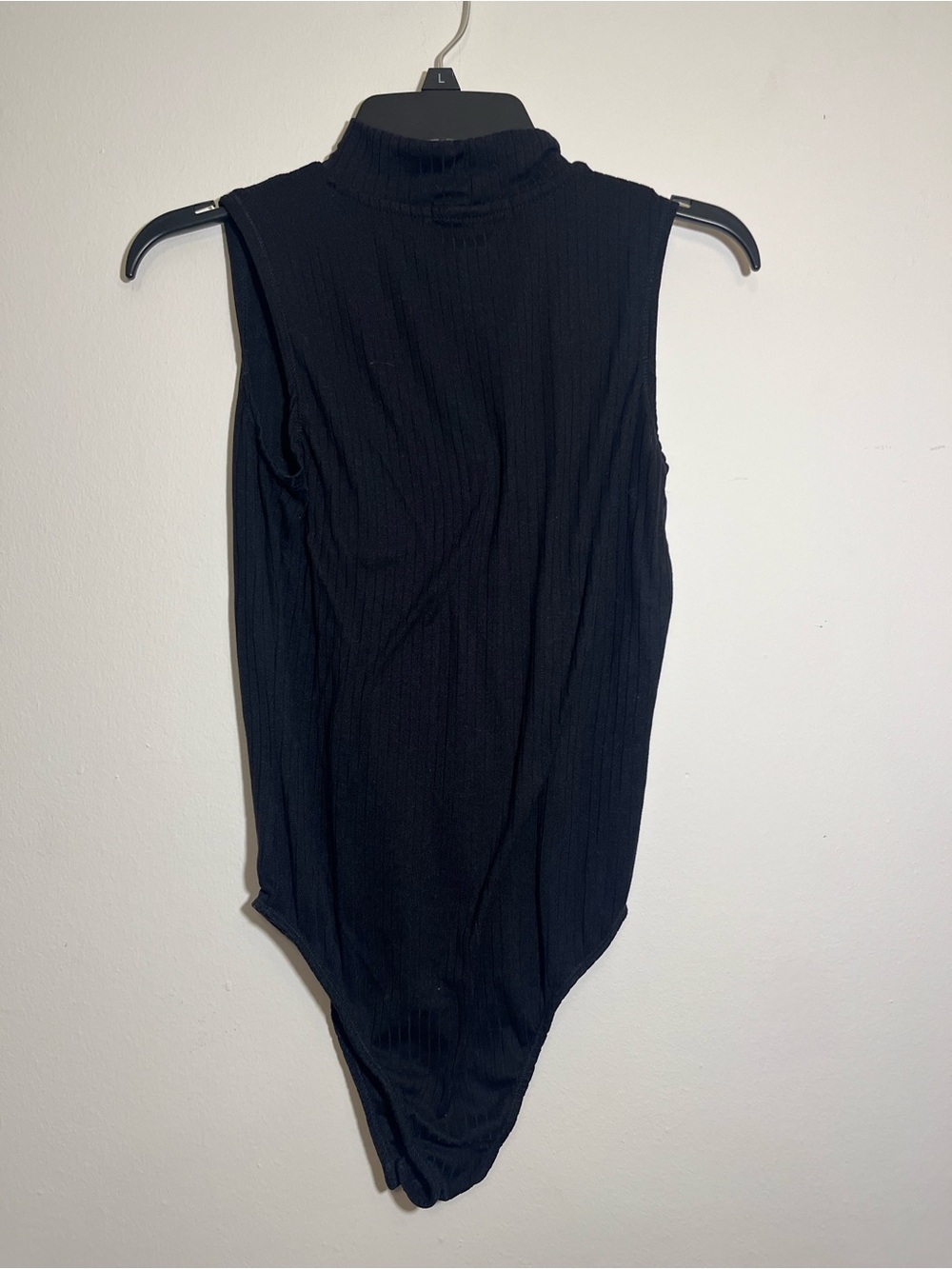 eye candy Black Ribbed Sleeveless Mock Neck bodysuit - Picture 3 of 4